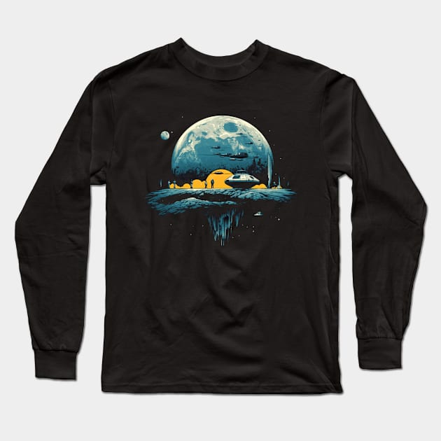 Journey to the moon, Sci Fi Long Sleeve T-Shirt by Pixy Official